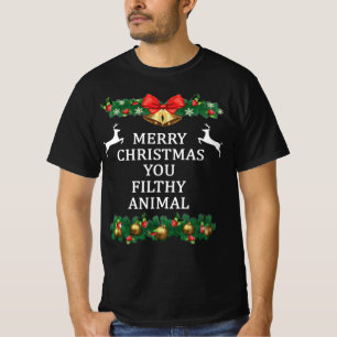 Vrolijk kerstfeest je smerig beest t-shirt