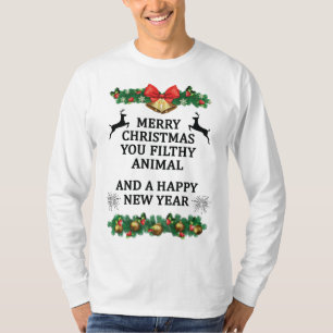 Vrolijk kerstfeest je smerig beest t-shirt