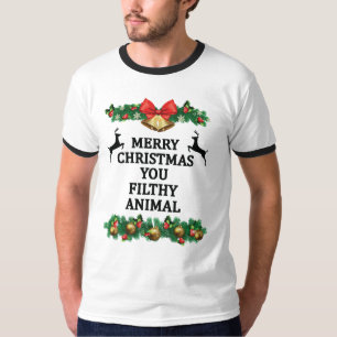 Vrolijk kerstfeest je smerig beest t-shirt