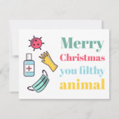 Vrolijk kerstfeest je smerige COVID-beest Feestdagenkaart (Voorkant)