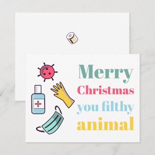 Vrolijk kerstfeest je smerige COVID-beest Feestdagenkaart (Voorkant / Achterkant)