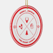 Vrolijk kerstfeest je vederlijk dier keramisch ornament (Rechts)