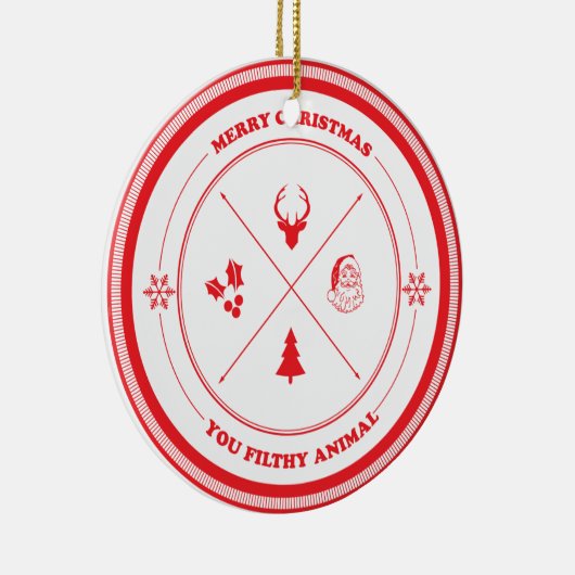 Vrolijk kerstfeest je vederlijk dier keramisch ornament (Rechts)