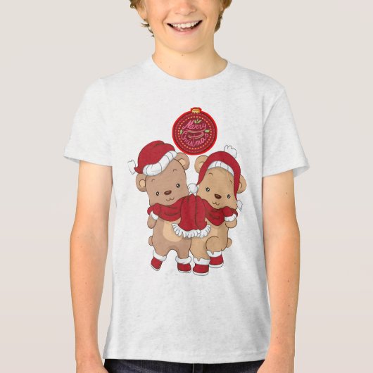 Vrolijk Kerstfeest Jeugd Tri-blend T-Shirt (Voorkant)