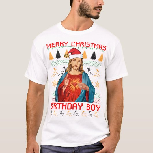 Vrolijk kerstfeest Jezus Birthday Boy BLACK T-shirt (Voorkant)