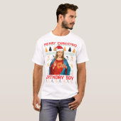Vrolijk kerstfeest Jezus Birthday Boy BLACK T-shirt (Voorkant volledig)