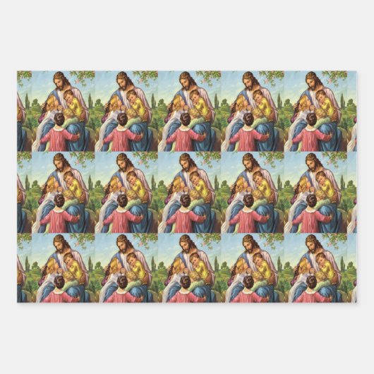 Vrolijk kerstfeest Jezus die papier pakt Inpakpapier Vel (Voorkant 3)