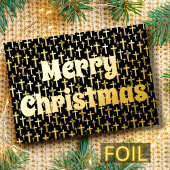 Vrolijk kerstfeest Jezus kruis elegant zwart en go Folie Feestdagenkaart