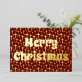 Vrolijk kerstfeest Jezus kruisretro regale bogundi Folie Feestdagenkaart (Staand Voorkant)