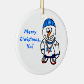 Vrolijk kerstfeest, joh! HipHop Rapper Snowman Keramisch Ornament (Rechts)