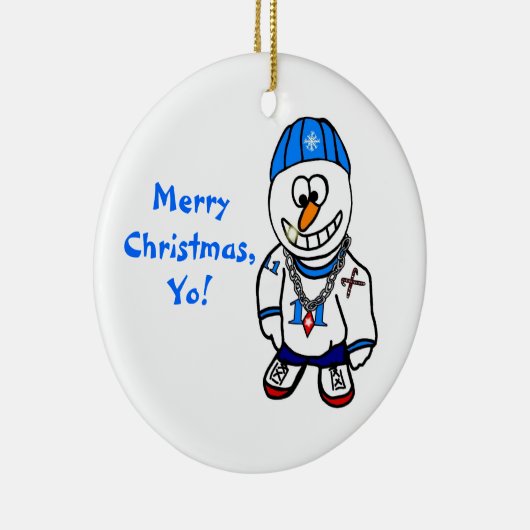 Vrolijk kerstfeest, joh! HipHop Rapper Snowman Keramisch Ornament (Rechts)