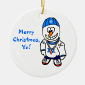 Vrolijk kerstfeest, joh! HipHop Rapper Snowman Keramisch Ornament (Voorkant)