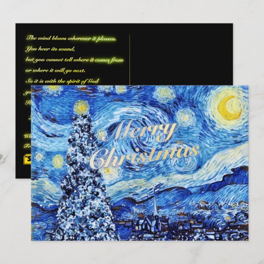 Vrolijk kerstfeest John 3:8 Bijbelverse Briefkaart (Voorkant / Achterkant)