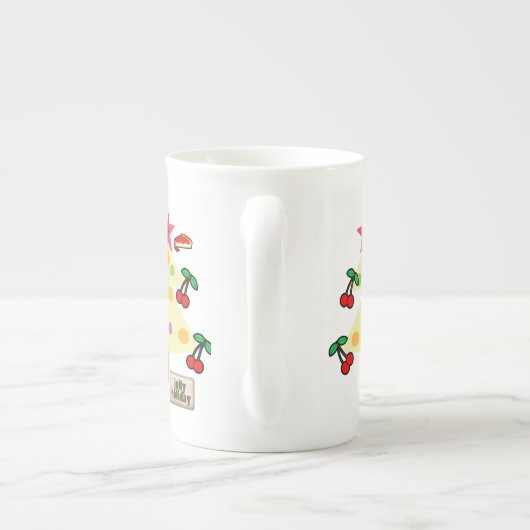 Vrolijk kerstfeest, jolly Holiday Cherries Porselein Kop (Achterkant)