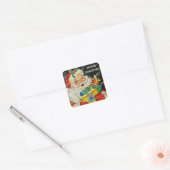Vrolijk kerstfeest Jolly Santa Claus met cadeaus Vierkante Sticker (Envelop)