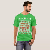 Vrolijk kerstfeest jongen Jezus Ugly Sweater T-shirt (Voorkant volledig)