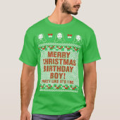 Vrolijk kerstfeest jongen Jezus Ugly Sweater T-shirt (Voorkant)