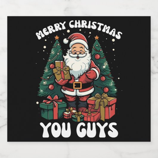 Vrolijk kerstfeest jongens Kerstman Sparkling Wijnetiket (Enkel label)