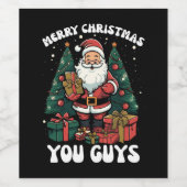 Vrolijk kerstfeest jongens Kerstman Wijn Etiket (Enkel label)