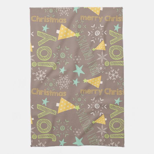 Vrolijk kerstfeest, Joy, kerstbomen Keuken Theedoek (Verticaal)