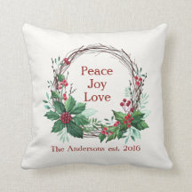 Vrolijk kerstfeest Joy Love Holly Wreath Rustic