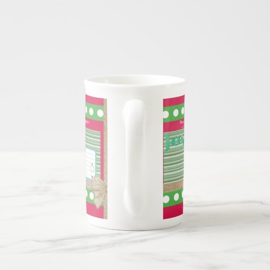 Vrolijk kerstfeest, Joy Red Bone China Mok (Achterkant)