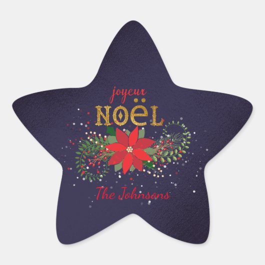Vrolijk kerstfeest Joyeux Noel Star Franse marine Ster Sticker (Voorkant)