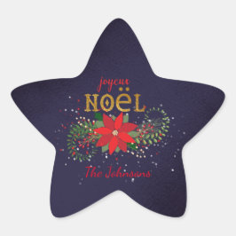 Vrolijk kerstfeest Joyeux Noel Star Franse marine Ster Sticker