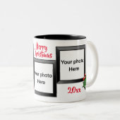 Vrolijk kerstfeest juichen Holly bessen foto Tweekleurige Koffiemok (Voorkant rechts)