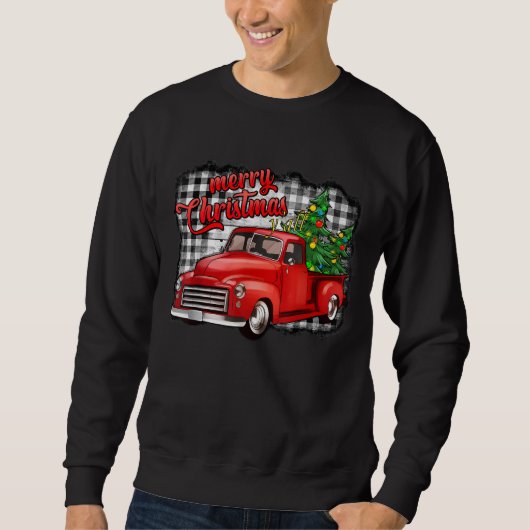 Vrolijk kerstfeest jullie Buffalo Plaid Xmas Truck Trui (Voorkant)