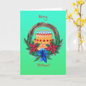 Vrolijk kerstfeest kaart (Gele Bloem)