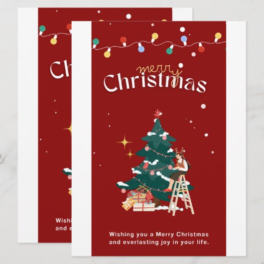 Vrolijk kerstfeest kaart (Voorkant / Achterkant)