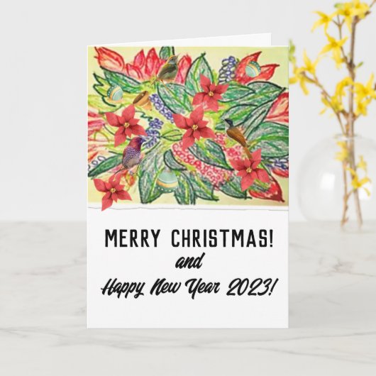 Vrolijk kerstfeest! kaart (Gele Bloem)