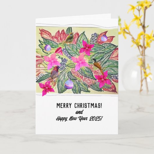 Vrolijk kerstfeest! kaart (Gele Bloem)