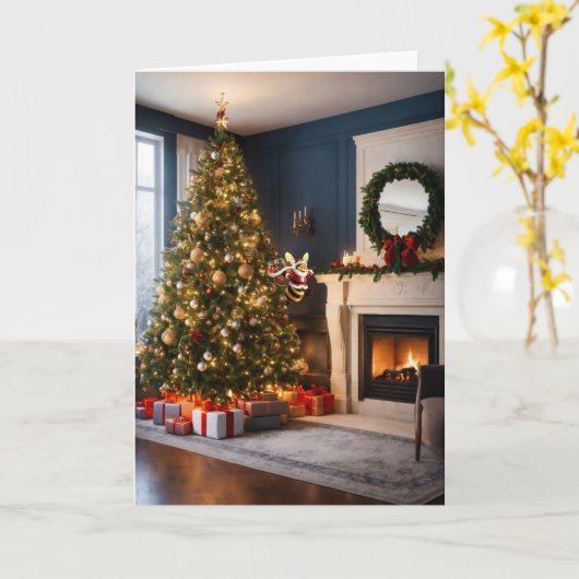 Vrolijk kerstfeest. kaart (Gele Bloem)