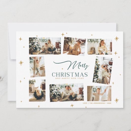 Vrolijk kerstfeest Kaart 8 foto Collage Holiday-ka (Voorkant)