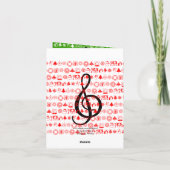 Vrolijk Kerstfeest Kaart G Clef Muzieknoot Rood (Achterkant)