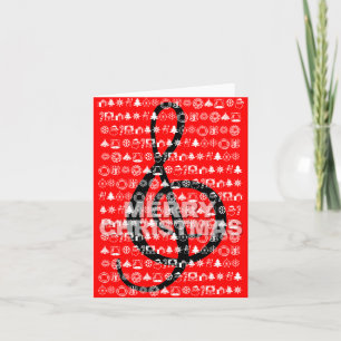 Vrolijk Kerstfeest Kaart G Clef Muzieknoot Rood