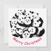 Vrolijk Kerstfeest Kaart Gelukkig Panda's Familie  (Achterkant)
