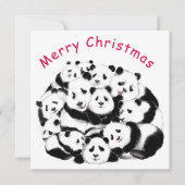 Vrolijk Kerstfeest Kaart Gelukkig Panda's Familie  (Voorkant)