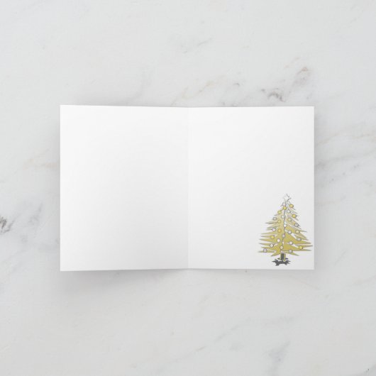 Vrolijk Kerstfeest Kaart Gouden Kerstboom (Binnen)