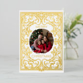 Vrolijk Kerstfeest Kaart Sjabloon Art Nouveau Bewe (Staand Voorkant)