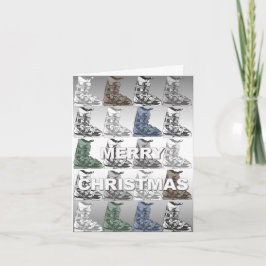 Vrolijk Kerstfeest Kaart Ski Boot Winter Sport Tal