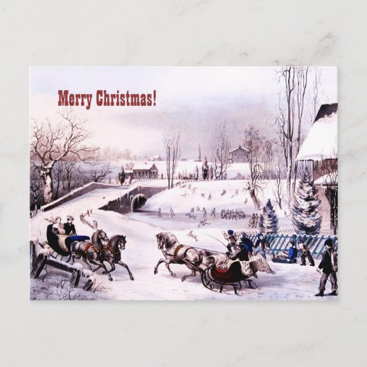 Vrolijk kerstfeest. Kaart winterscène (Voorkant)