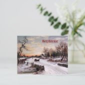Vrolijk kerstfeest.  Kaart winterscène (Staand voorkant)