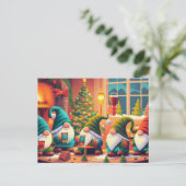 Vrolijk kerstfeest, kabouters drink Kerstmis drink Briefkaart (Staand voorkant)