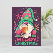 Vrolijk kerstfeest, kabouters drink Kerstmis drink Feestdagenkaart (Staand voorkant)
