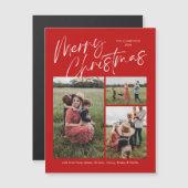 Vrolijk Kerstfeest Kalligrafie Foto Magnetische Ka (Voorkant / Achterkant)