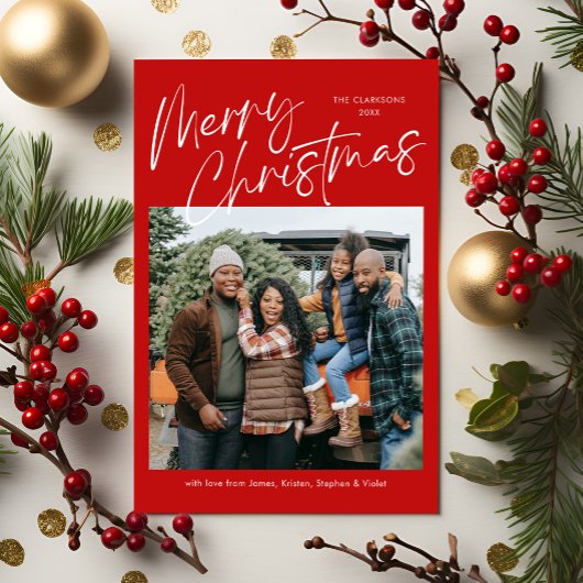 Vrolijk Kerstfeest Kalligrafie Foto Magnetische Ka