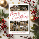 Vrolijk Kerstfeest Kalligrafie Foto Magnetische Ka<br><div class="desc">Merry Christmas Calligraphy Photo Magnetic Kaart heeft een kalligrafisch script op de voorkant,  samen met vijf foto's en een feestelijke kerstplaid op de achterkant.</div>